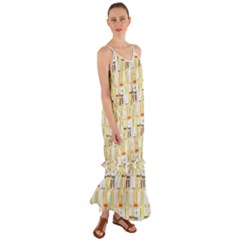 Abstract pattern Cami Maxi Ruffle Chiffon Dress