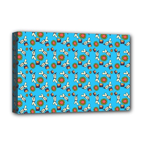 Clown Ghost Pattern Blue Deluxe Canvas 18  X 12  (stretched) by snowwhitegirl