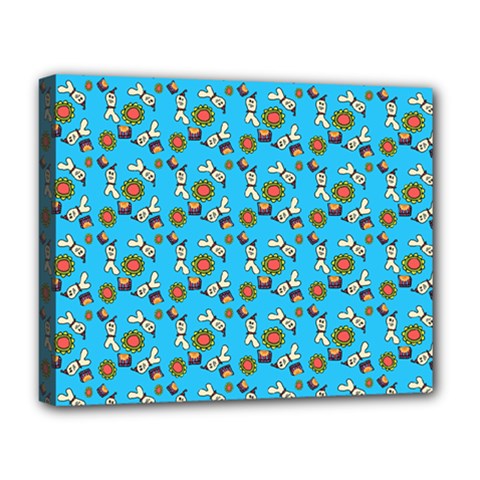 Clown Ghost Pattern Blue Deluxe Canvas 20  X 16  (stretched) by snowwhitegirl