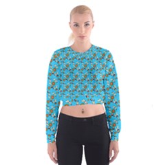 Clown Ghost Pattern Blue Cropped Sweatshirt