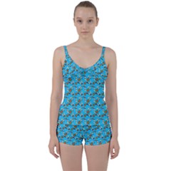 Clown Ghost Pattern Blue Tie Front Two Piece Tankini by snowwhitegirl