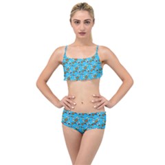 Clown Ghost Pattern Blue Layered Top Bikini Set by snowwhitegirl