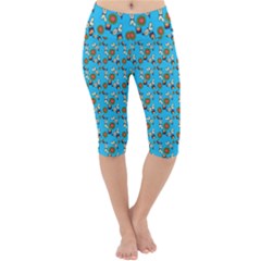 Clown Ghost Pattern Blue Lightweight Velour Cropped Yoga Leggings by snowwhitegirl