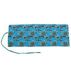 Clown Ghost Pattern Blue Roll Up Canvas Pencil Holder (s) by snowwhitegirl