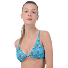 Clown Ghost Pattern Blue Knot Up Bikini Top by snowwhitegirl