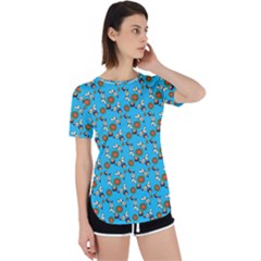 Clown Ghost Pattern Blue Perpetual Short Sleeve T-shirt