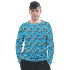 Clown Ghost Pattern Blue Men s Long Sleeve Raglan Tee