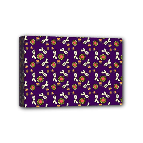 Clown Ghost Pattern Purple Mini Canvas 6  X 4  (stretched) by snowwhitegirl