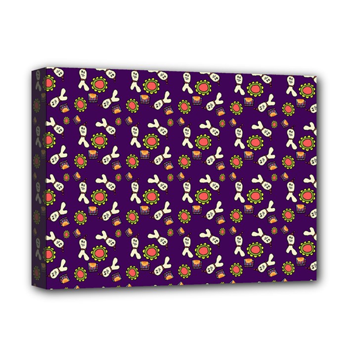 Clown Ghost Pattern Purple Deluxe Canvas 16  x 12  (Stretched) 