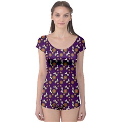 Clown Ghost Pattern Purple Boyleg Leotard  by snowwhitegirl