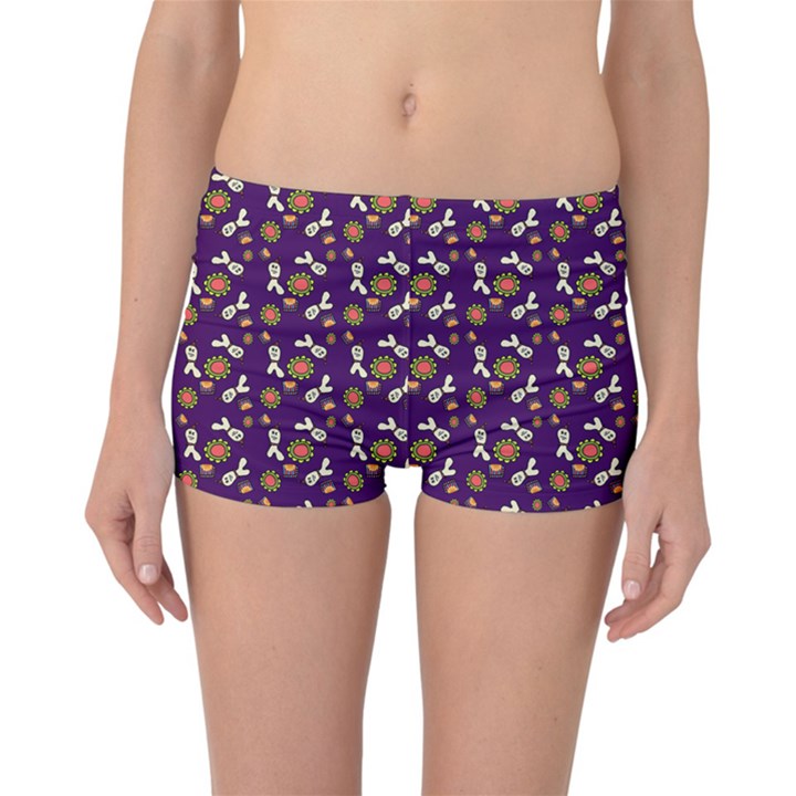 Clown Ghost Pattern Purple Reversible Boyleg Bikini Bottoms