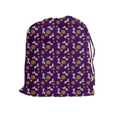 Clown Ghost Pattern Purple Drawstring Pouch (xl) by snowwhitegirl