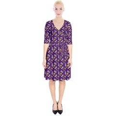 Clown Ghost Pattern Purple Wrap Up Cocktail Dress by snowwhitegirl