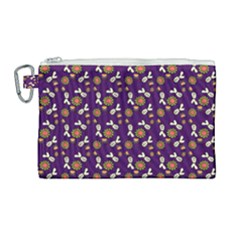 Clown Ghost Pattern Purple Canvas Cosmetic Bag (large) by snowwhitegirl