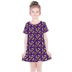 Clown Ghost Pattern Purple Kids  Simple Cotton Dress by snowwhitegirl