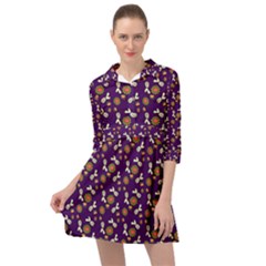 Clown Ghost Pattern Purple Mini Skater Shirt Dress