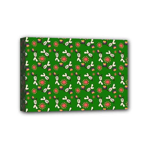 Clown Ghost Pattern Green Mini Canvas 6  X 4  (stretched) by snowwhitegirl