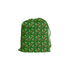 Clown Ghost Pattern Green Drawstring Pouch (small) by snowwhitegirl