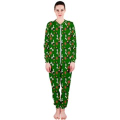 Clown Ghost Pattern Green Onepiece Jumpsuit (ladies)  by snowwhitegirl