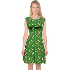 Clown Ghost Pattern Green Capsleeve Midi Dress by snowwhitegirl