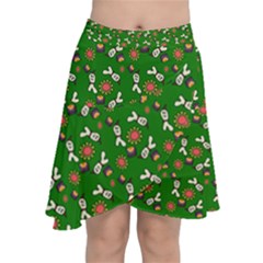 Clown Ghost Pattern Green Chiffon Wrap Front Skirt by snowwhitegirl