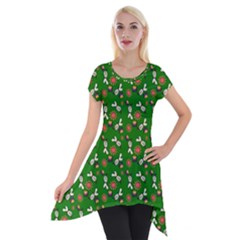 Clown Ghost Pattern Green Short Sleeve Side Drop Tunic by snowwhitegirl