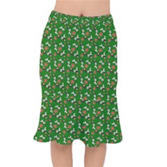 Clown Ghost Pattern Green Short Mermaid Skirt by snowwhitegirl