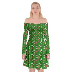 Clown Ghost Pattern Green Off Shoulder Skater Dress by snowwhitegirl