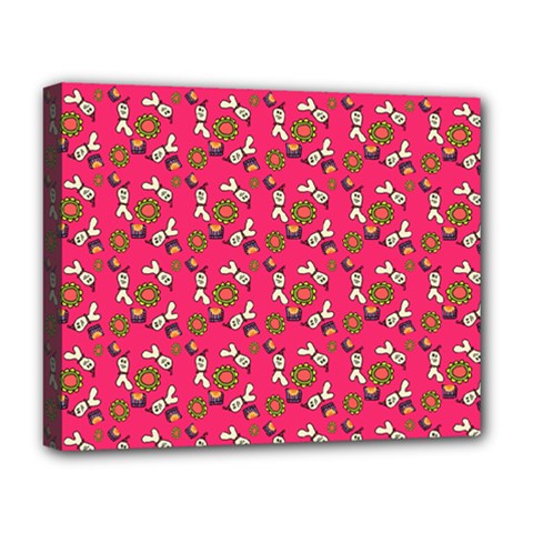 Clown Ghost Pattern Pink Deluxe Canvas 20  X 16  (stretched) by snowwhitegirl