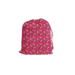 Clown Ghost Pattern Pink Drawstring Pouch (small) by snowwhitegirl