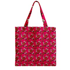 Clown Ghost Pattern Pink Zipper Grocery Tote Bag by snowwhitegirl