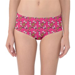 Clown Ghost Pattern Pink Mid-waist Bikini Bottoms by snowwhitegirl