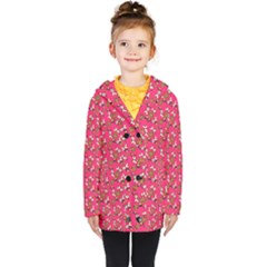 Clown Ghost Pattern Pink Kids  Double Breasted Button Coat by snowwhitegirl