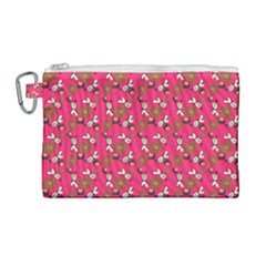 Clown Ghost Pattern Pink Canvas Cosmetic Bag (large) by snowwhitegirl