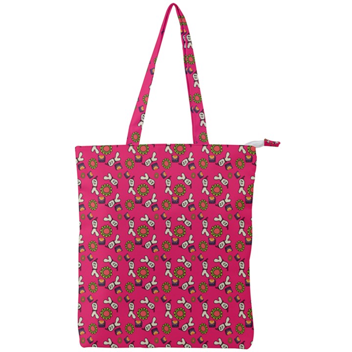 Clown Ghost Pattern Pink Double Zip Up Tote Bag