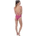 Clown Ghost Pattern Pink Tie Strap One Piece Swimsuit View2