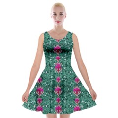 Flowers Love And Silver Metal Hearts Is Wonderful As Sunsets Velvet Skater Dress by pepitasart