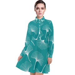 Whiteflowergreen Long Sleeve Chiffon Shirt Dress by Dushan