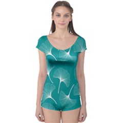 Whiteflowergreen Boyleg Leotard  by Dushan