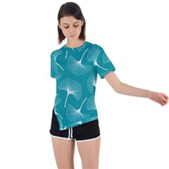 Whiteflowergreen Asymmetrical Short Sleeve Sports Tee by Dushan