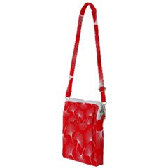 White Abstract Flowers On Red Multi Function Travel Bag by Dushan