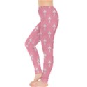 White and pink Art-Deco pattern Leggings  View3