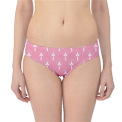 White And Pink Art-deco Pattern Hipster Bikini Bottoms by Dushan