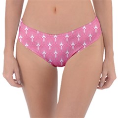 White And Pink Art-deco Pattern Reversible Classic Bikini Bottoms by Dushan