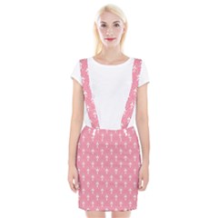 White And Pink Art-deco Pattern Braces Suspender Skirt by Dushan