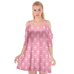 White And Pink Art-deco Pattern Cutout Spaghetti Strap Chiffon Dress by Dushan