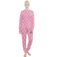 White And Pink Art-deco Pattern Women s Lounge Set by Dushan