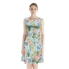 Springflowers Sleeveless Waist Tie Chiffon Dress by Dushan