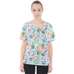 Springflowers V-neck Dolman Drape Top by Dushan