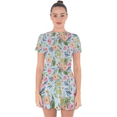 Springflowers Drop Hem Mini Chiffon Dress by Dushan